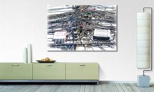 Quadro Cable Chaos Abete massello / Tessuto misto - 80 x 120 cm