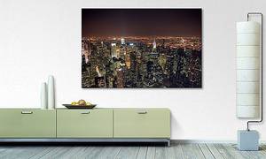 Leinwandbild Big Apple Night Fichte Massiv / Mischgewebe - 80 x 120 cm - Multicolor