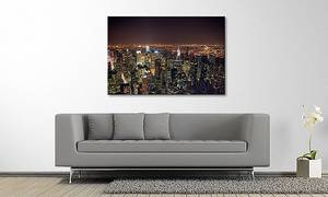 Leinwandbild Big Apple Night Fichte Massiv / Mischgewebe - 80 x 120 cm - Multicolor