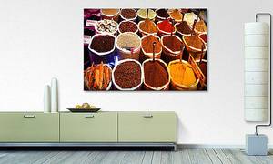 Quadro Colorful Spices Abete massello / Tessuto misto - 80 x 120 cm