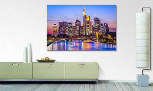 Afbeelding Frankfurt Skyline massief sparrenhout/textielmix - 80 x 120 cm