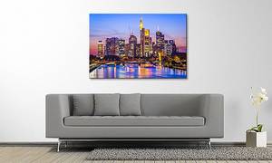 Quadro Frankfurt Skyline Abete massello / Tessuto misto - 80 x 120 cm