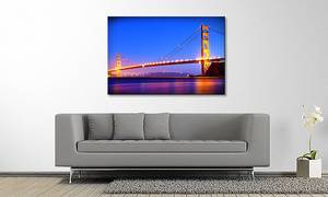 Quadro Golden Gate Abete massello / Tessuto misto - 80 x 120 cm - Multicolore