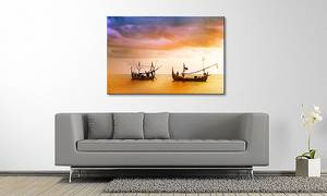 Leinwandbild Fishing Boats Fichte Massiv / Mischgewebe - 80 x 120 cm - Multicolor