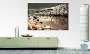 Leinwandbild Mystic River Fichte Massiv / Mischgewebe - 80 x 120 cm - Beige