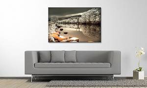 Leinwandbild Mystic River Fichte Massiv / Mischgewebe - 80 x 120 cm - Beige