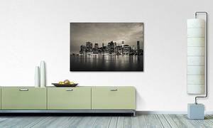 Quadro Manhatten Skyline Abete massello / Tessuto misto - 80 x 120 cm