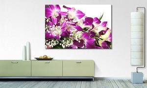 Quadro Orchid Blossoms Abete massello / Tessuto misto - 80 x 120 cm