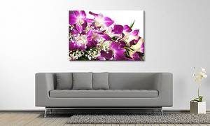 Quadro Orchid Blossoms Abete massello / Tessuto misto - 80 x 120 cm