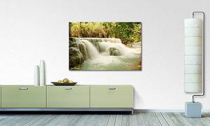 Quadro Jungle Waterfall Abete massello / Tessuto misto - 80 x 120 cm