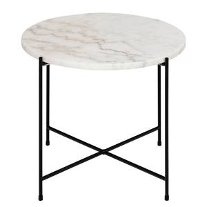 Table d'angle Avila Ø52cm Marbre / Métal - Marbre blanc / Noir