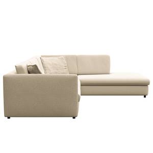 Ecksofa FIDELIA mit Ottomane Webstoff Mava: Creme / Beige / Grau meliert - Ottomane davorstehend rechts