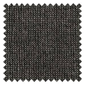 Canapé d’angle FIDELIA avec ottomane Tissu Mava: Anthracite / Noir / Blanc mélange - Méridienne longue à gauche (vue de face)