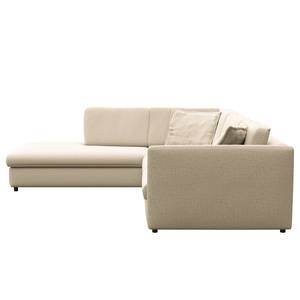 Ecksofa FIDELIA mit Ottomane Webstoff Mava: Creme / Beige / Grau meliert - Ottomane davorstehend links