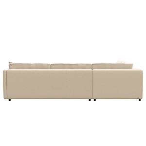 Ecksofa FIDELIA mit Ottomane Webstoff Mava: Creme / Beige / Grau meliert - Ottomane davorstehend links