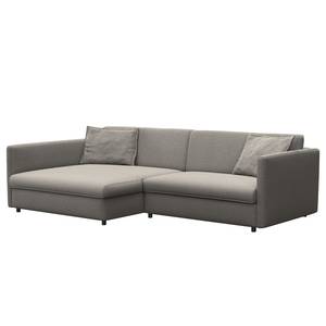 Ecksofa FIDELIA mit Longchair Webstoff Mava: Grau / Weiß meliert - Longchair davorstehend links