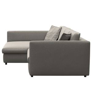 Ecksofa FIDELIA mit Longchair Webstoff Mava: Grau / Weiß meliert - Longchair davorstehend links