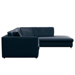 Ecksofa FIDELIA mit Ottomane Samt Vina: Royalblau - Ottomane davorstehend rechts