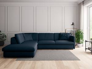 Ecksofa FIDELIA mit Ottomane Samt Vina: Royalblau - Ottomane davorstehend links