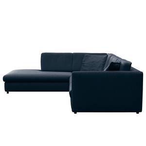 Ecksofa FIDELIA mit Ottomane Samt Vina: Royalblau - Ottomane davorstehend links