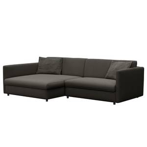 Ecksofa FIDELIA mit Longchair Webstoff Mava: Anthrazit / Schwarz / Weiß meliert - Longchair davorstehend links