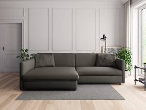 Ecksofa FIDELIA mit Longchair Webstoff Mava: Anthrazit / Schwarz / Weiß meliert - Longchair davorstehend links