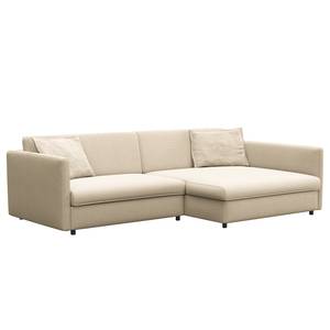 Ecksofa FIDELIA mit Longchair Webstoff Mava: Creme / Beige / Grau meliert - Longchair davorstehend rechts