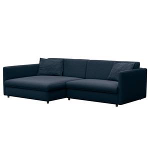 Hoekbank FIDELIA met chaise longue Velours Vina: Koningsblauw  - Longchair vooraanzicht links