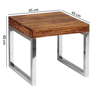 Bijzettafel Montes massief sheeshamhout - donkerbruin/zilverkleurig - 45 x 45 cm