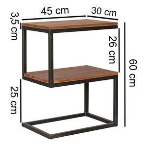 Bijzettafel Barros massief sheeshamhout - donkerbruin/zwart