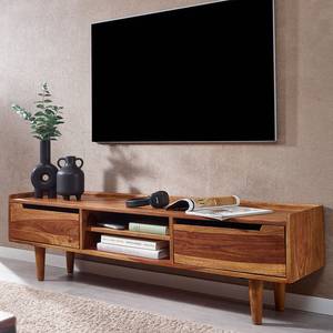 Tv-meubel Soldini Breedte 145 cm deels massief sheeshamhout/roestvrij staal