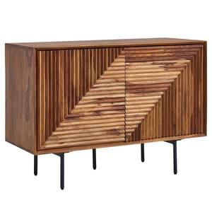 Sideboard Casilda Sheesham Teilmassiv / Edelstahl - Dunkelbraun / Schwarz - 100 x 71 cm