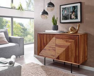 Sideboard Casilda Sheesham Teilmassiv / Edelstahl - Dunkelbraun / Schwarz - 100 x 71 cm