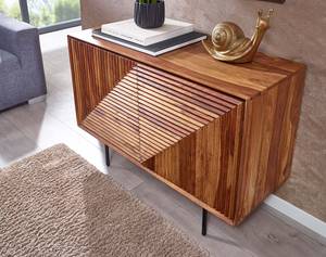 Sideboard Casilda Sheesham Teilmassiv / Edelstahl - Dunkelbraun / Schwarz - 100 x 71 cm