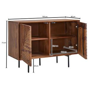 Sideboard Casilda Sheesham Teilmassiv / Edelstahl - Dunkelbraun / Schwarz - 100 x 71 cm