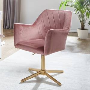 Chaise de bureau pivotante Bahretal Velours - Rose - Rose