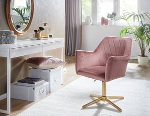 Chaise de bureau pivotante Bahretal Velours - Rose - Rose