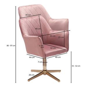 Chaise de bureau pivotante Bahretal Velours - Rose - Rose