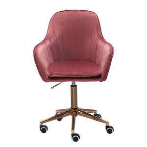 Chaise de bureau pivotante Welzow Velours - Rose - Rose