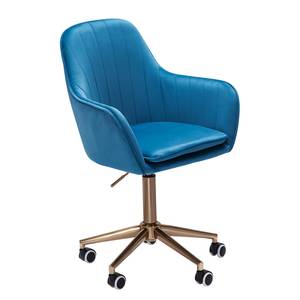 Chaise de bureau pivotante Welzow Velours - Bleu - Bleu