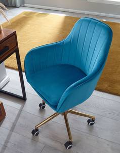 Chaise de bureau pivotante Welzow Velours - Bleu - Bleu