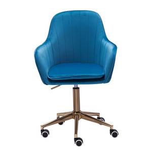 Chaise de bureau pivotante Welzow Velours - Bleu - Bleu