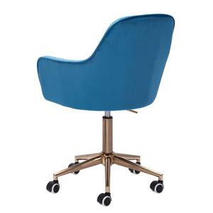 Chaise de bureau pivotante Welzow Velours - Bleu - Bleu