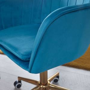 Chaise de bureau pivotante Welzow Velours - Bleu - Bleu