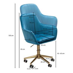 Chaise de bureau pivotante Welzow Velours - Bleu - Bleu