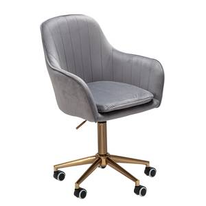 Chaise de bureau pivotante Welzow Velours - Gris - Gris