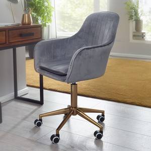 Chaise de bureau pivotante Welzow Velours - Gris - Gris