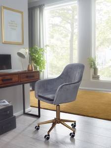 Chaise de bureau pivotante Welzow Velours - Gris - Gris