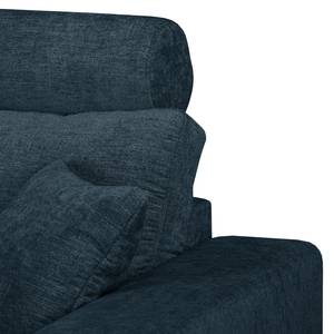 Hoekbank Arietta met chaise longue Geweven stof Cieli: Donkerblauw - Longchair vooraanzicht rechts