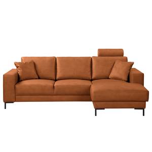 Ecksofa Arietta mit Longchair Microfaser Gardi: Dunkelbraun - Longchair davorstehend rechts